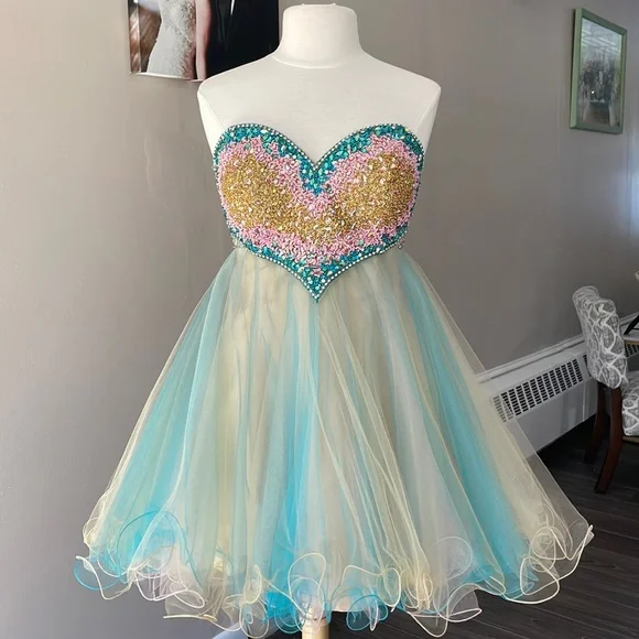 Terani Couture | Dresses | Homecoming Dress Size 2 Top Is Beaded Bottom Is  Layered Tulle Never Altered | Poshmark